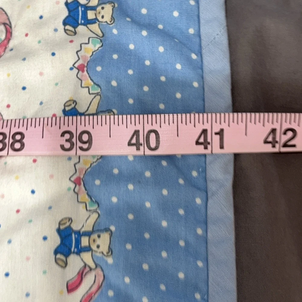 Vtg Toys and Bows Baby Quilt Blanket‎ Unisex 57 X 41 Dolls Cats Soldiers Bears